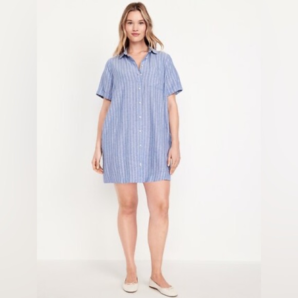 Old Navy Linen-Blend Mini Shirt Dress